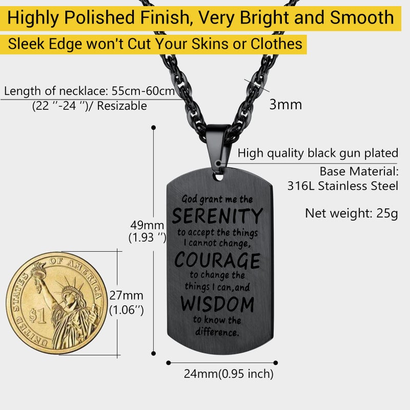 PROSTEEL Black Cross Pendants Necklaces Dogtag Men Jewelry Inspirational Bible Verse Jewelry Military Dog Tag - Image 5